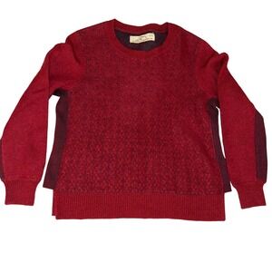 OTT Women's Red Wool Alpaca Blend Textured Crewneck Sweater Size‎ 36